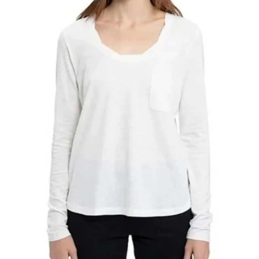 Social Standard by Sanctuary White Long Sleeve Single Pocket Top. Size S NWT